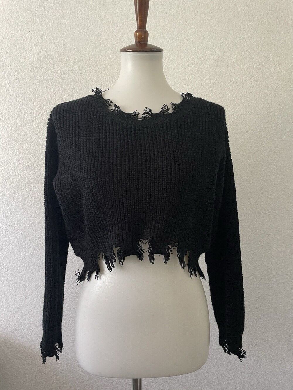 Hera Sweater Crop Asymmetric Distressed Frayed Moody Whimsigoth Fairy Grunge